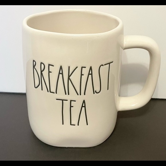 Rae Dunn BREAKFAST TEA Coffee Mug White Black LL by Magenta Farmhouse Pottery - Picture 5 of 12